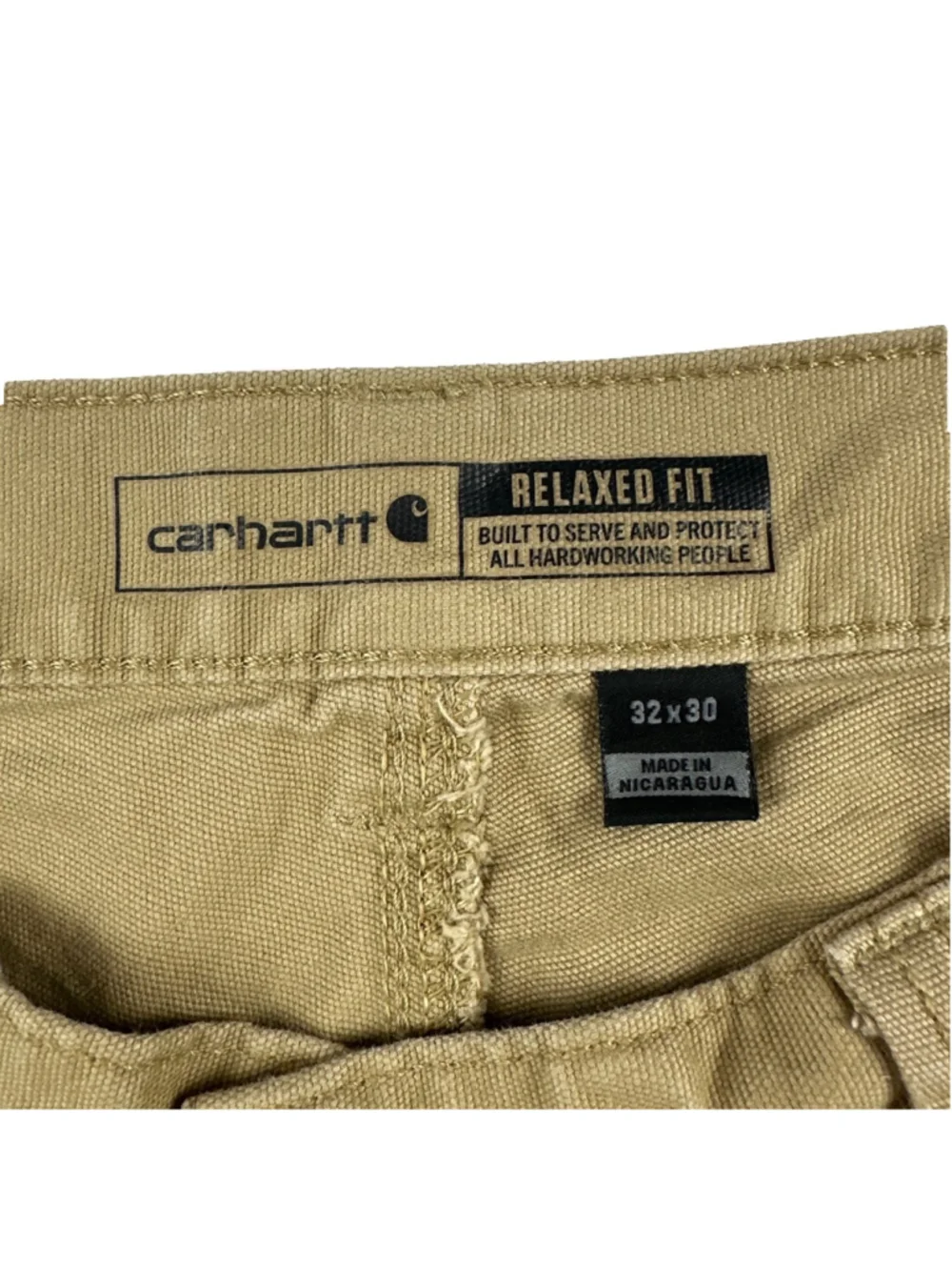 Carhartt Rugged Flex Canvas Work Pants Mens 32x30 Relaxed Fit Khaki Brown Tan M